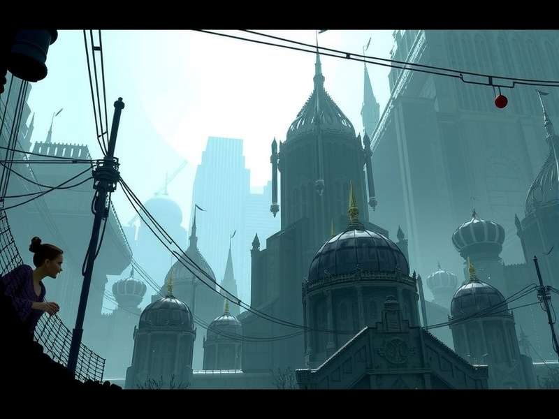 A sprawling panoramic view of Night City's neon skyline at night, with towering megabuildings and flying vehicles