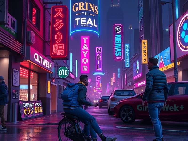 Sims 4 transformed into a dense cyberpunk cityscape with neon signs and flying cars