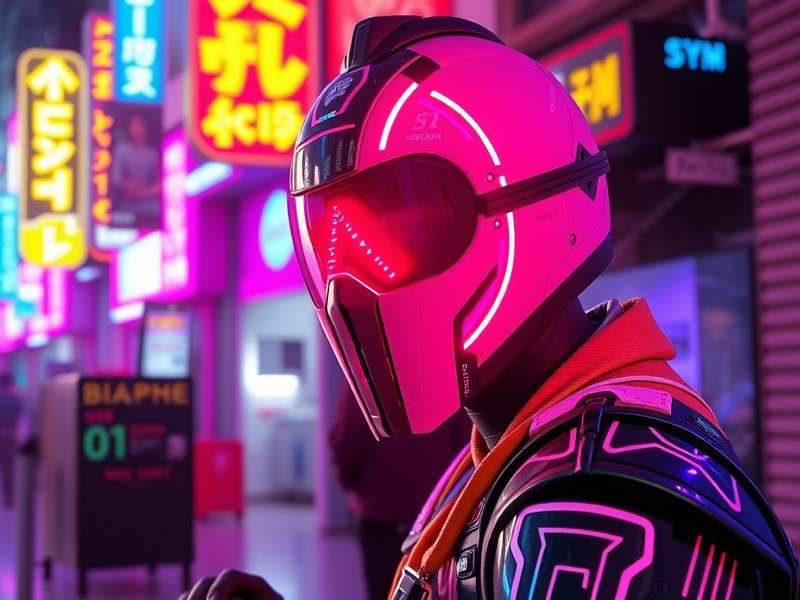 Neon-lit cityscape at night reminiscent of Night City's aesthetic