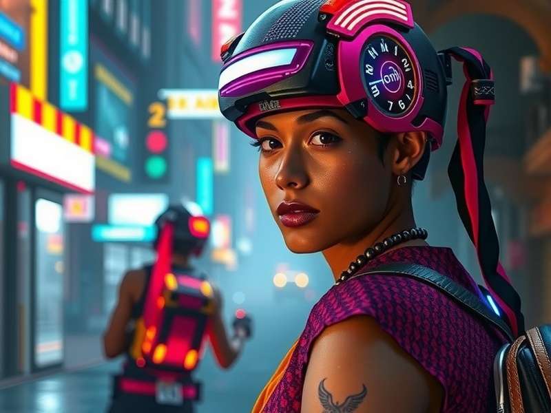 Neon-lit Night City skyline at night with towering skyscrapers