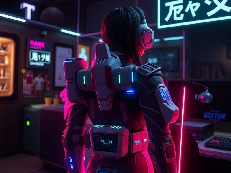 A crowded Night City street showcasing diverse cyberpunk fashion styles