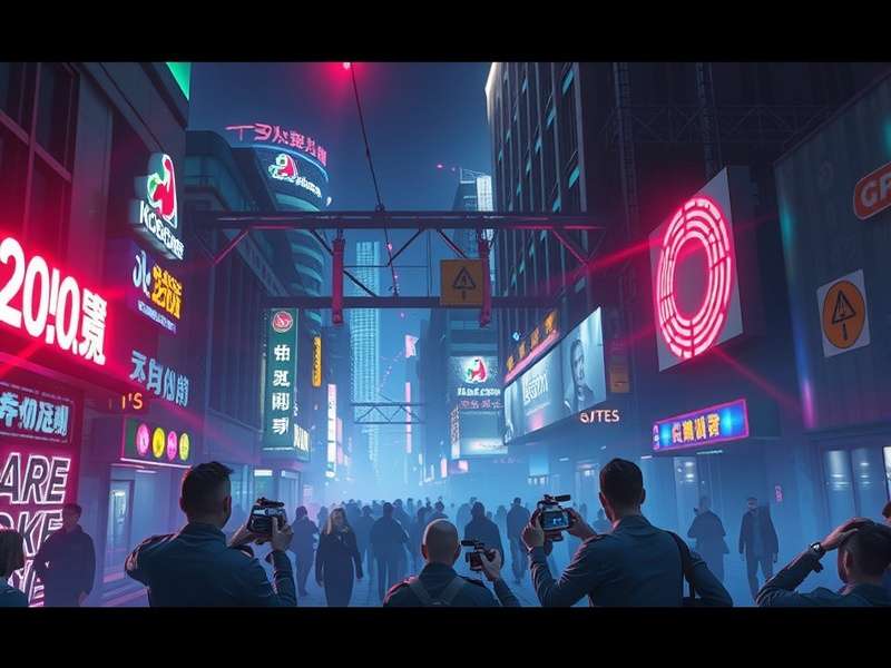 Comparison showing a normal city photo transformed into a neon-drenched cyberpunk scene using Photoshop Action