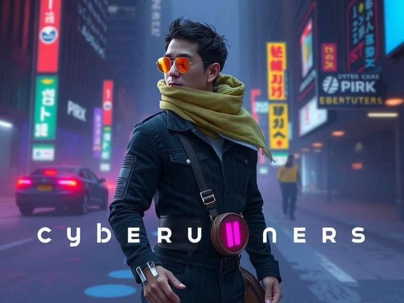 Lucyna Kushinada netrunner with purple cyberpunk background