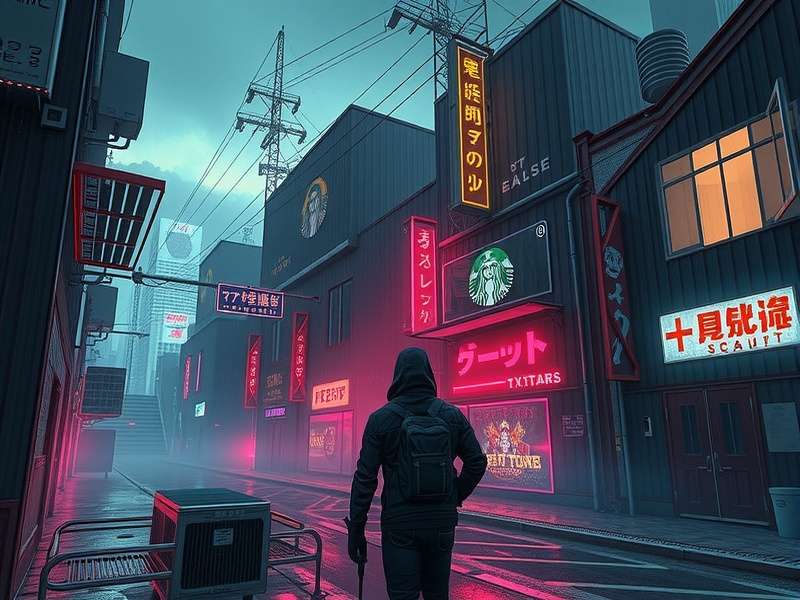 Comparison showing original vs HD Reworked Project textures on a Night City street