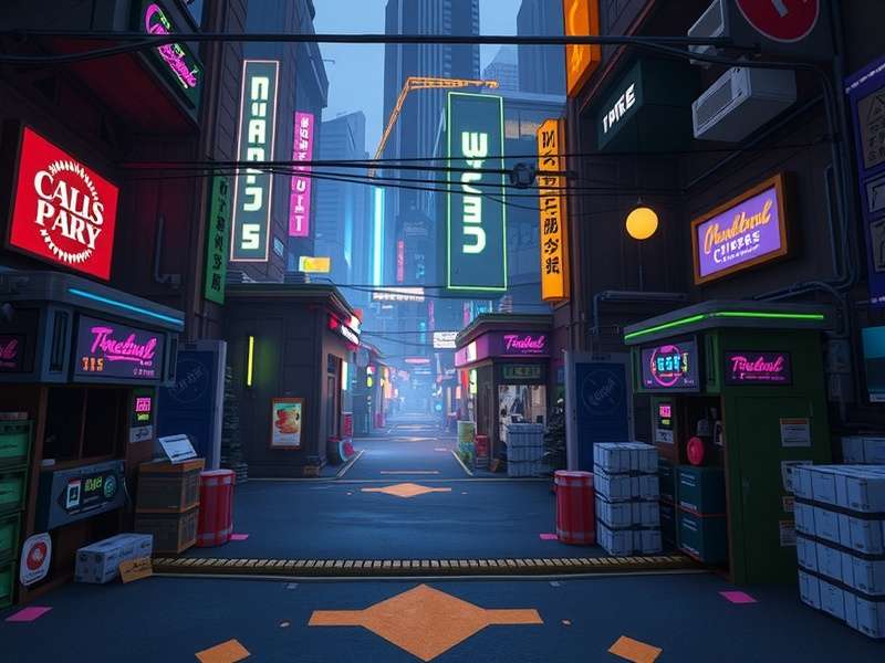 A stunning Minecraft cityscape transformed with cyberpunk mods, featuring neon signs and flying vehicles