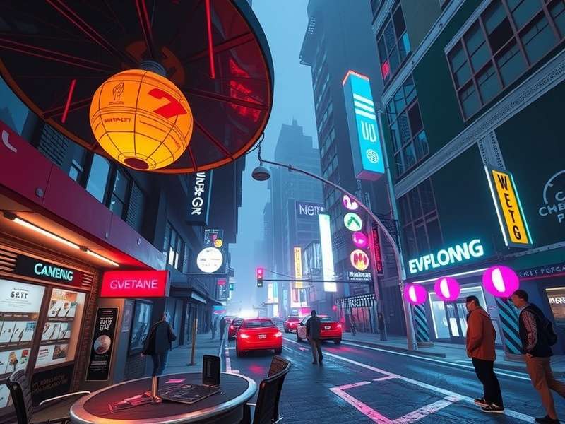 Neon-lit cityscape at night representing Night City from Cyberpunk Edgerunners