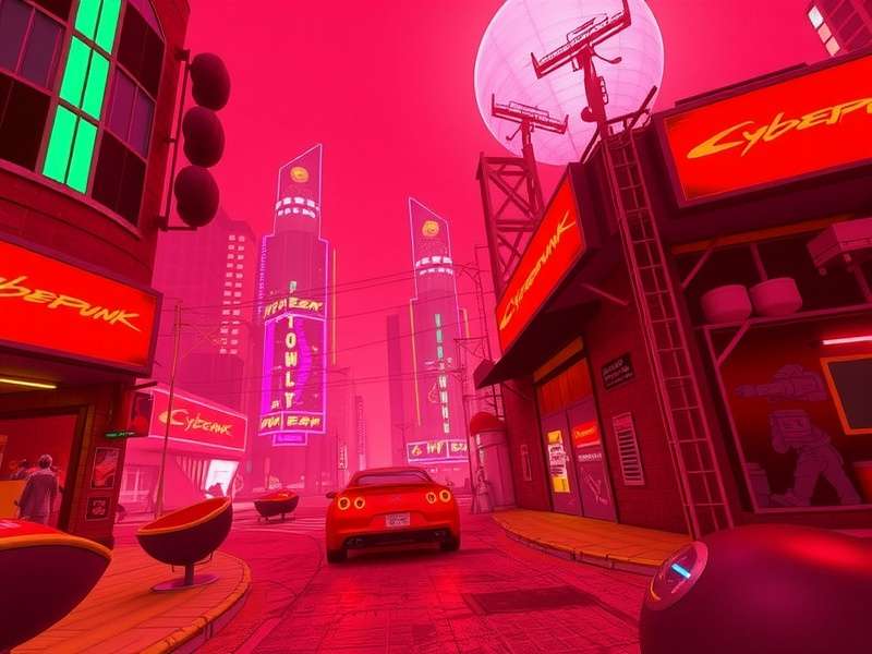Cyberpunk Red Night City Skyline with red neon glow