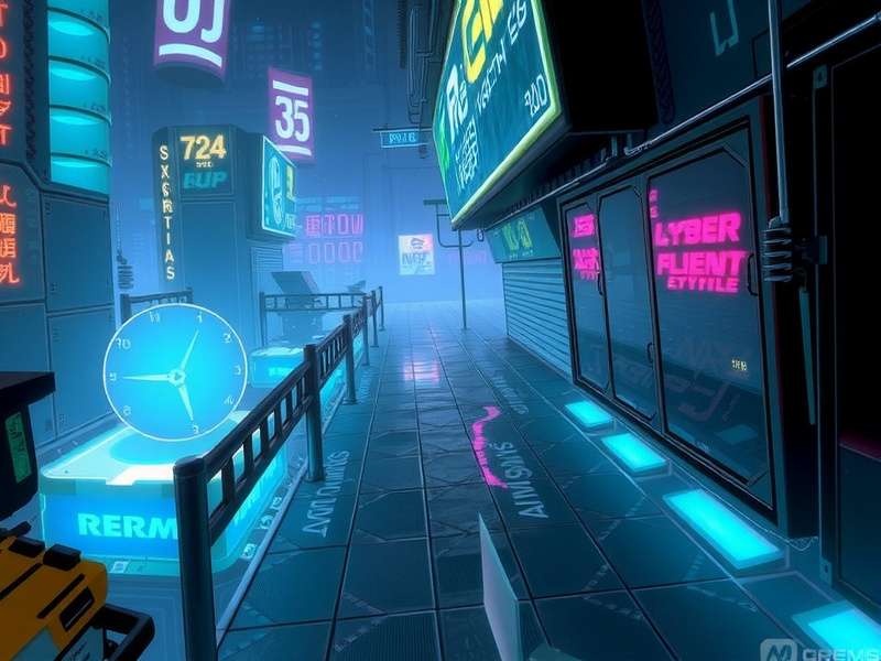 Night City Skyline at dusk with neon signs