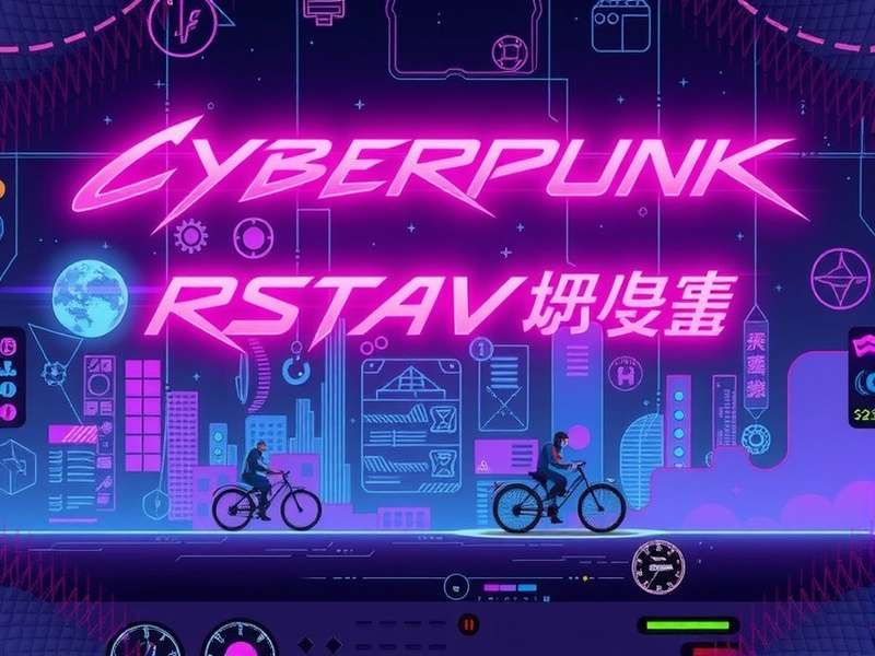 Cyberpunk typography examples with neon glow and digital distortion