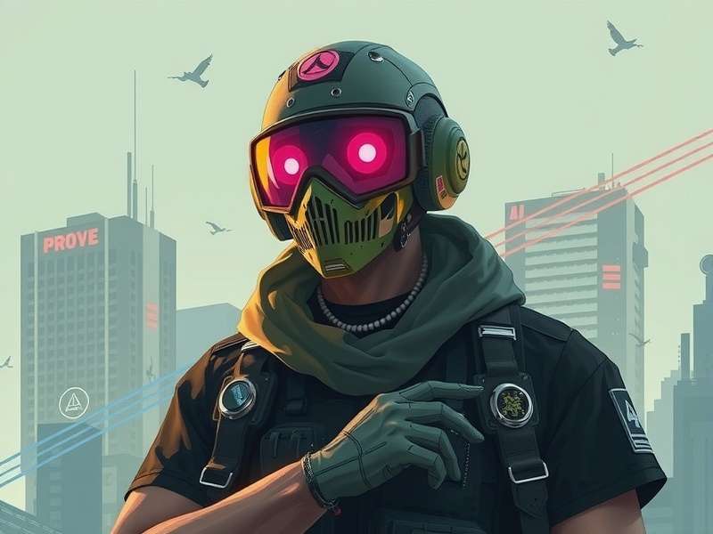 The iconic Flathead bot in a neon-lit Cyberpunk alley