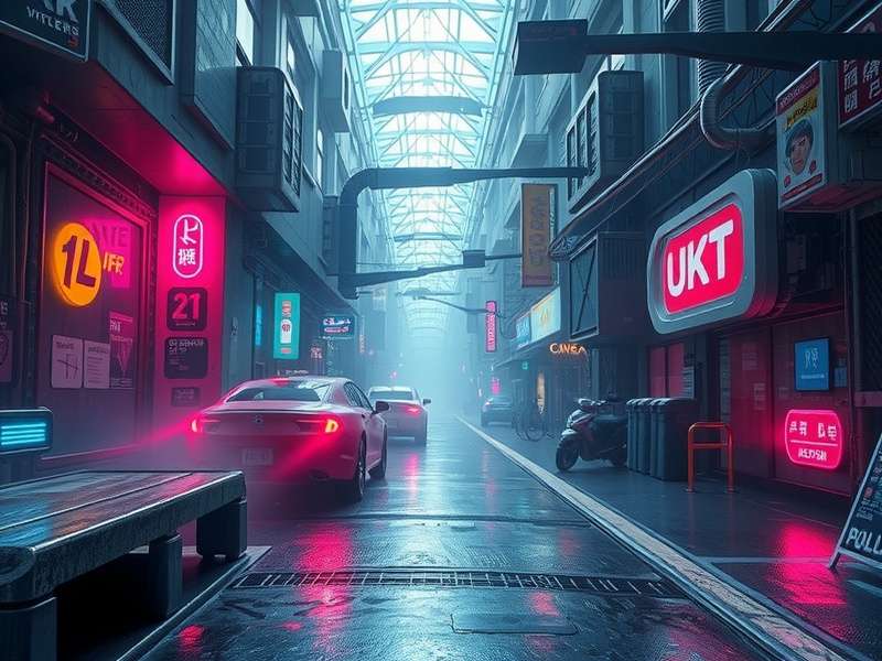 Cyberpunk neon background for iPhone featuring futuristic cityscape with glowing elements