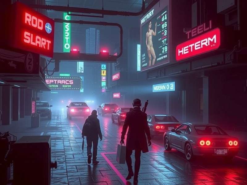Cyberpunk Redscript code editor with Night City background