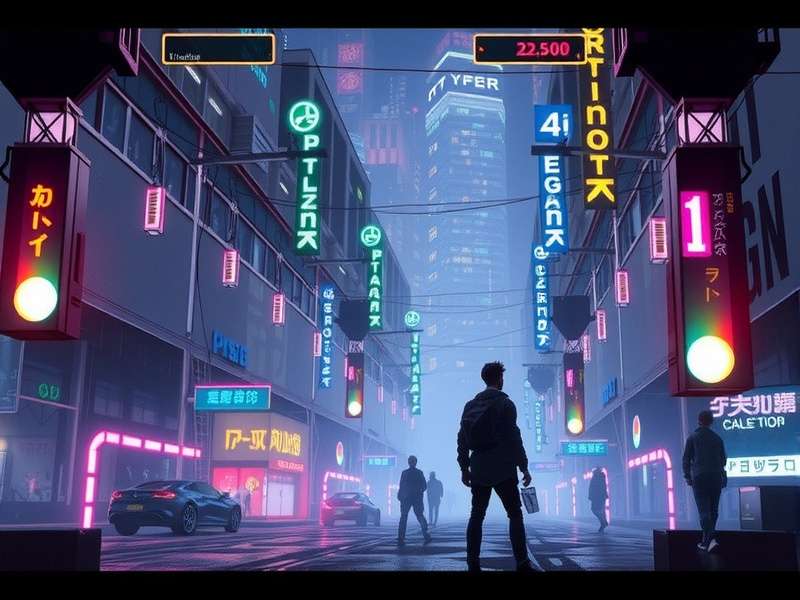 Neon-lit futuristic cityscape at night representing Cyberpunk's Night City