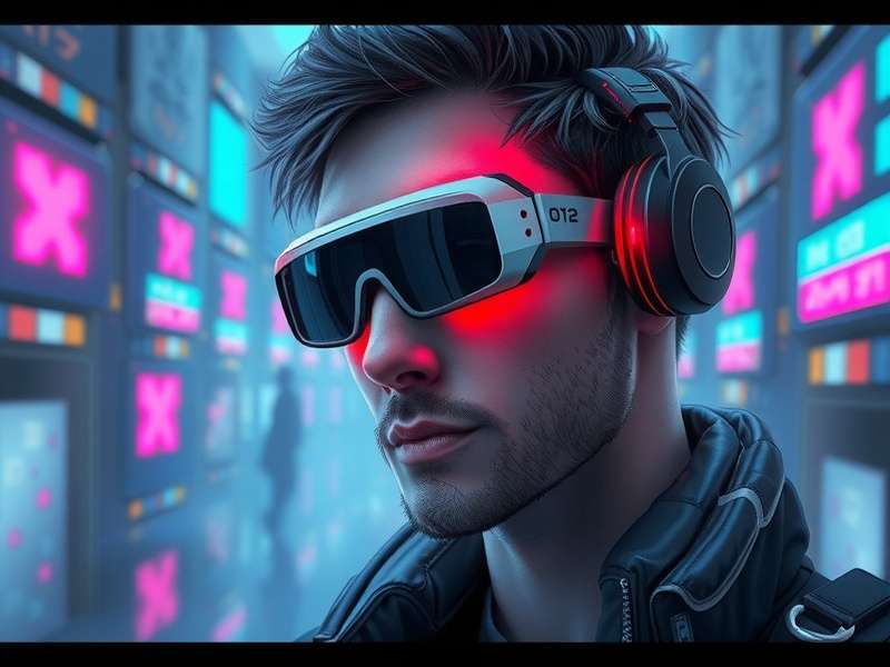Cyberpunk glasses with HUD display in neon city