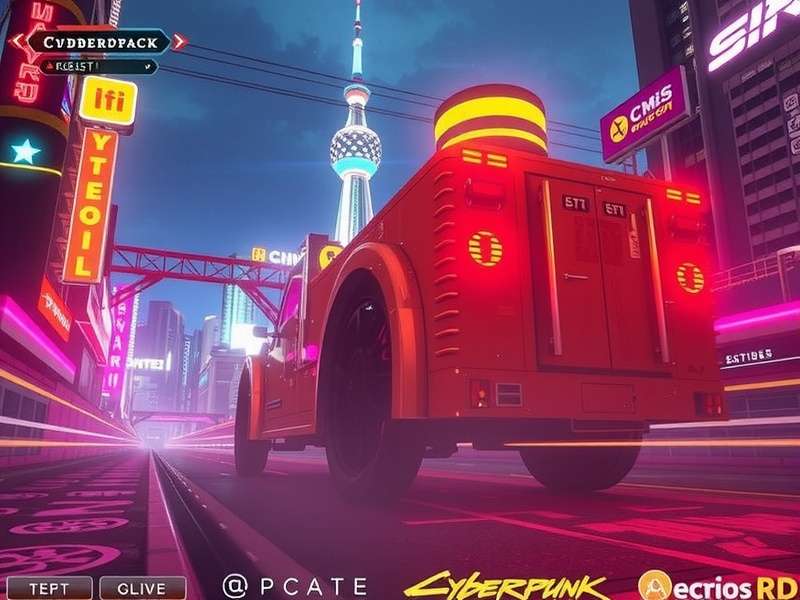 Cyberpunk Trailer featuring the neon-lit Night City skyline with flying aerodynes and holographic ads