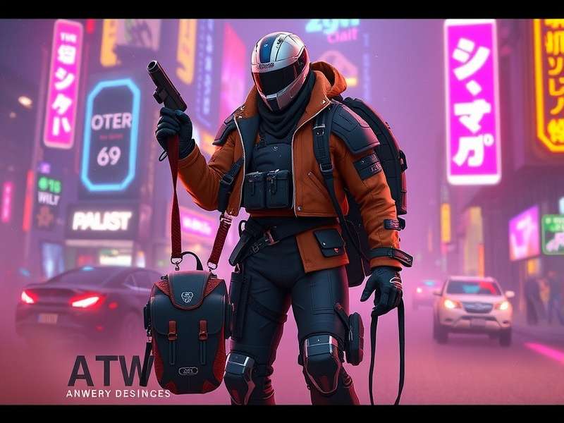 Cyberpunk Outfits showcase with neon lights and futuristic streetwear style