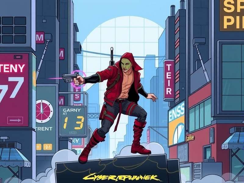 Cyberpunk Edgerunners Adam Smasher full borg cybernetic warrior in Night City dark neon atmosphere