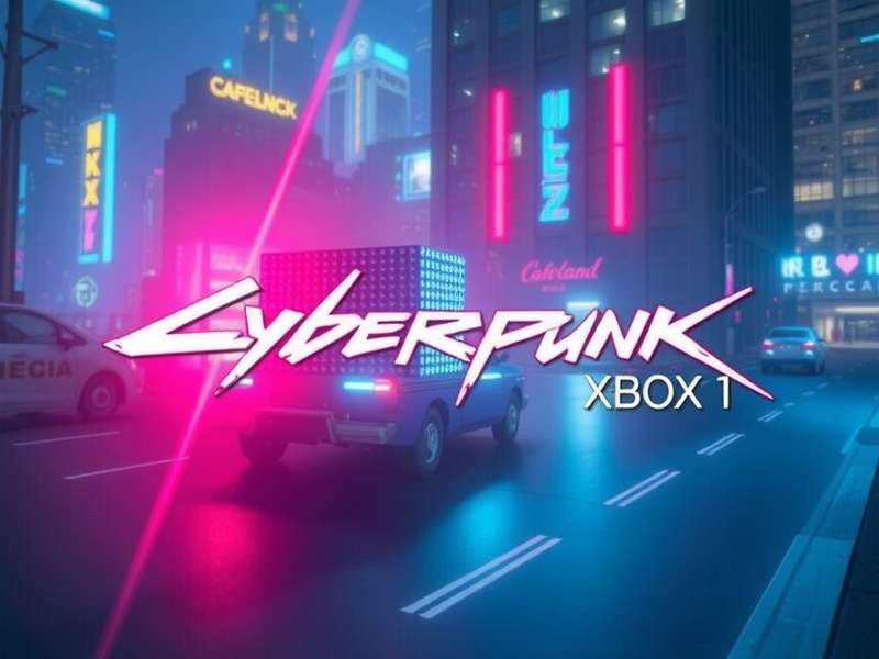 Cyberpunk Xbox Background featuring neon cityscape with futuristic Xbox dashboard