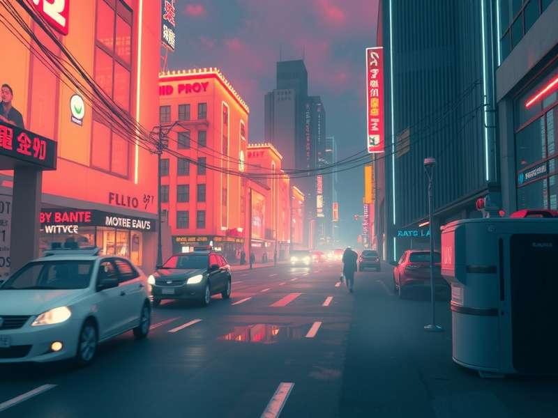Cyberpunk background sound visualisation — neon cityscape with audio waves and synthwave aesthetic