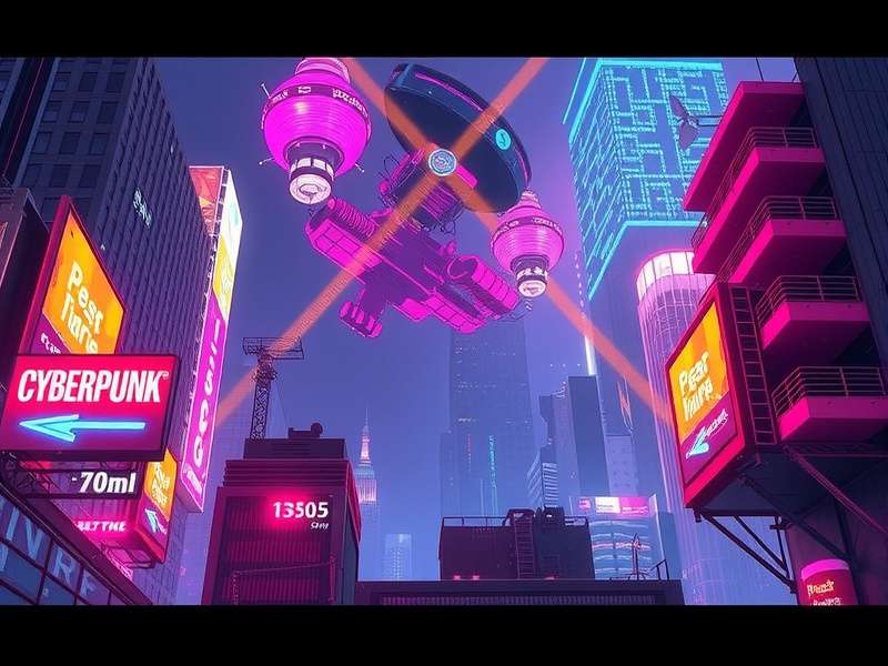 Cyberpunk city background with neon lights and towering skyscrapers in Night City